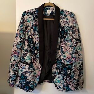 Lauren Conrad Size 10 Tuxedo Lapel Floral Blazer